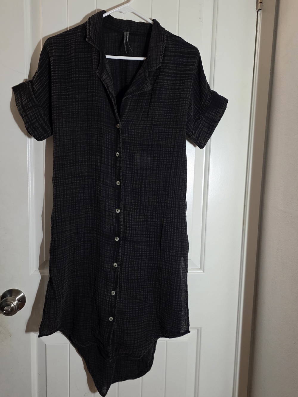Anthropologie Black Button-Front High-Low Shirt Dress